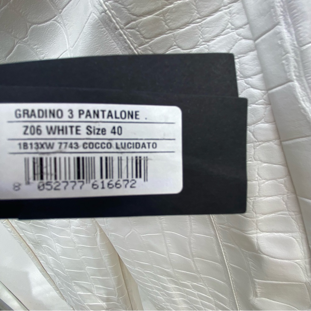 NEW Pinko White Croc Embossed Faux Leather Moto Legging Pants Size 40 - Picture 3 of 8